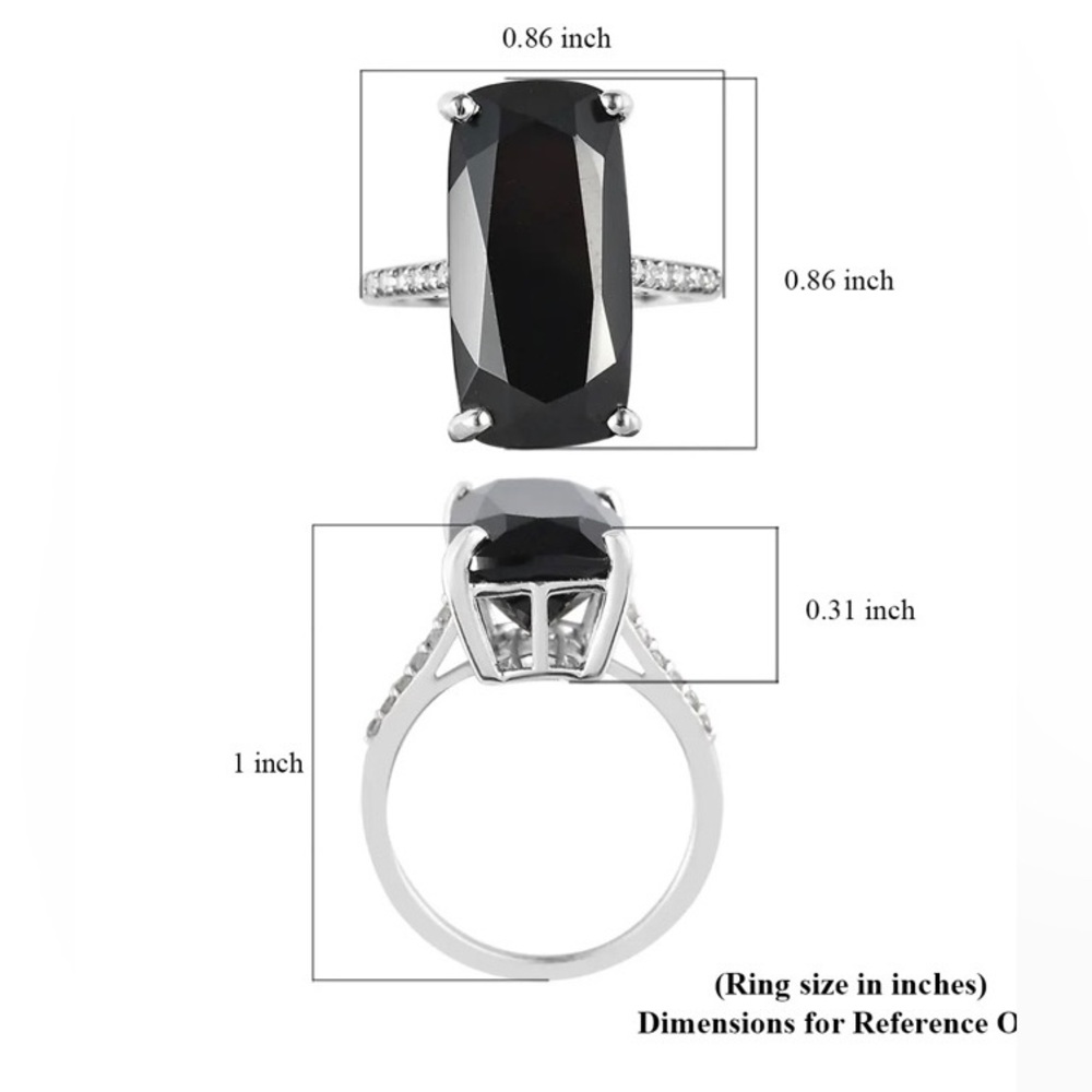 NWT Black Spinel & White Zircon Cocktail Ring in Platinum over .925 Sterling!!! - Picture 5 of 10